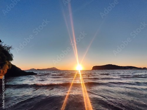 Foto Miseno Sunset Dramatic Sunstar Lens Flare Mediterranean Sea Campi Flegrei Headla
