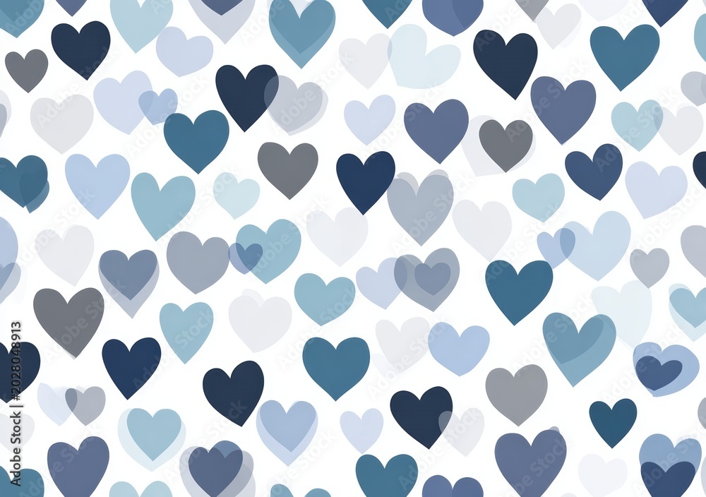 Fototapeta premium Abstract Blue Hearts Seamless Pattern Background
