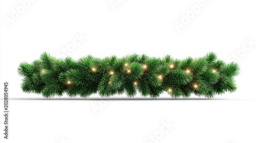 Festive evergreen garland with warm fairy lights, perfect for holiday decoration