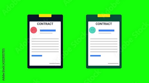 Contract Signing Animation on Green Screen for Business Agreement Deal Partnership Transaction