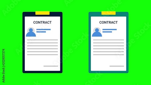 Signing Contract Animation on Green Screen for Business Agreement and Legal Document Finalization