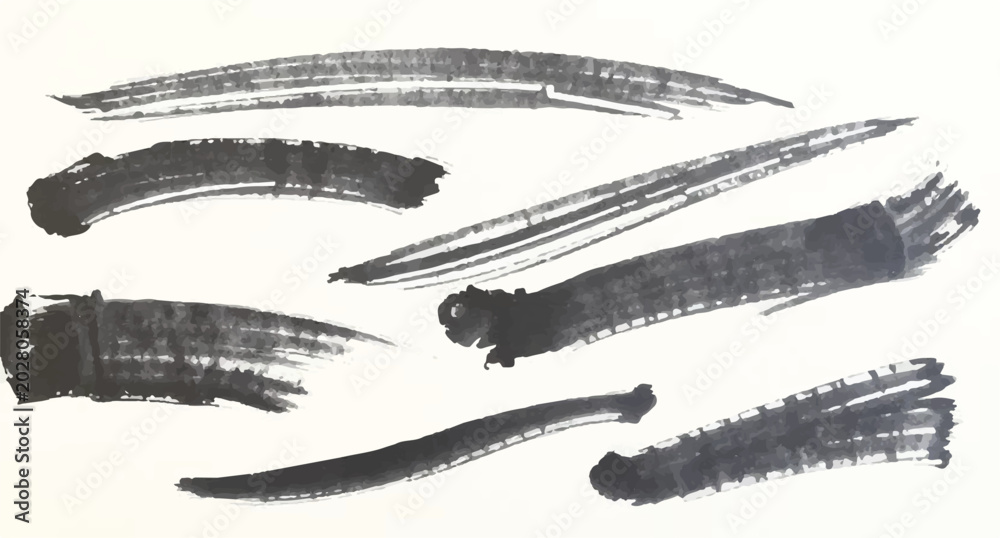 Obraz premium Minimal Abstract Brush Stroke Texture with Elegant Black Paint Smears and Artistic Line Design.
