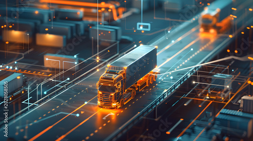 Logistics managers using AI and digital platforms for smart supply chain operations and tracking