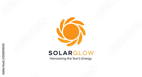 Foto Flat Solar Sun Shine Logo Vector, Renewable Energy and Sustainable Power Symbol