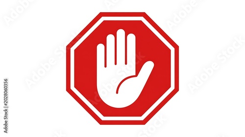 Stop, forbidden, hand sign, octagon road sign, red warning symbol