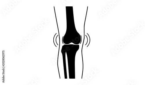 Obraz na plátně Human knee ligament injury concept icon showing joint degeneration and inflammat
