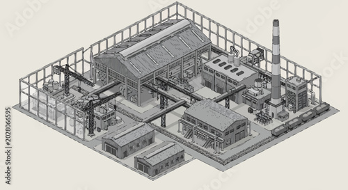 Industrial Factory Building Structure Model.