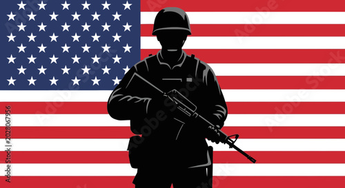 Tableau sur toile American soldier in combat gear.