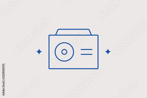 Schilderij op canvas A retro portable radio receiver line icon for morning news broadcast program guides and outdoor camping audio equipment checklists