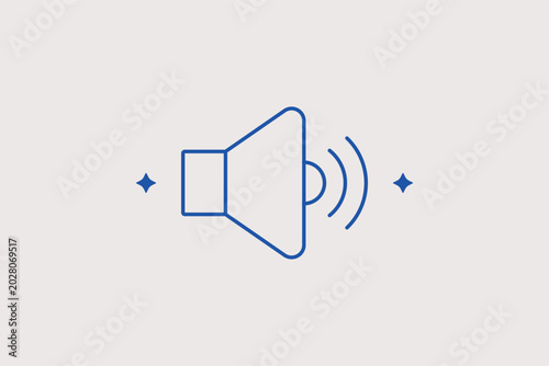 An audio speaker volume line icon for smartphone multimedia system setting widgets and website notification sound control panels. Vector illustration for digital user interface navigation menus.
