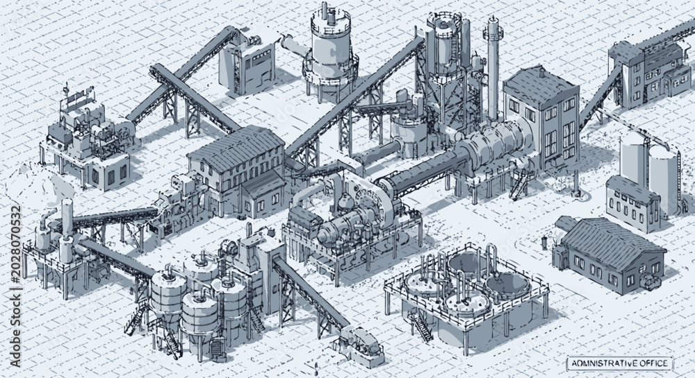 Fototapeta premium Industrial factory with large machinery.