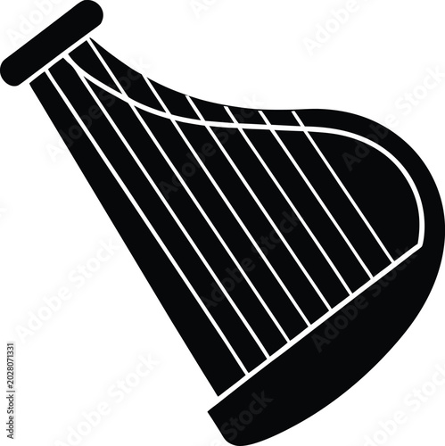 Принти на полотні zither silhouette vector art illustration, black and white design