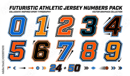 Cuadro en lienzo Bold jersey numbers vector set for sports uniforms college typography and team g