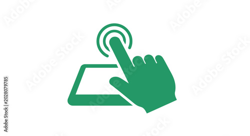 Hand Touching Screen with Finger.