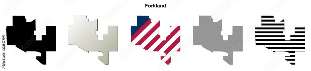Fototapeta premium Forkland (Alabama) blank outline map
