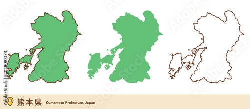 Fotografie 熊本県の地図イラストセット｜九州地方・地理・教育素材