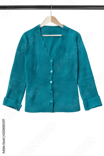Cardigan on hanger isolated