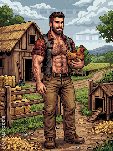 Farmer with Chicken
