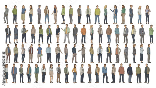 Diverse group of people standing together in a large crowd formation