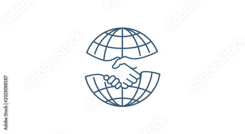 Slika na platnu Handshake Globe Icon Business Partnership.