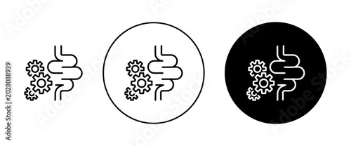 Obraz na plátne Work digestive system icons set in black and blue colors on white background