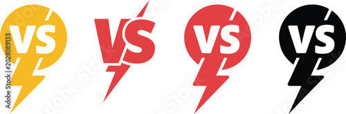 Tableau sur toile Versus battle icon vector, V S letters logo design with explosive pop art style for fight games challenge matches and gaming illustration