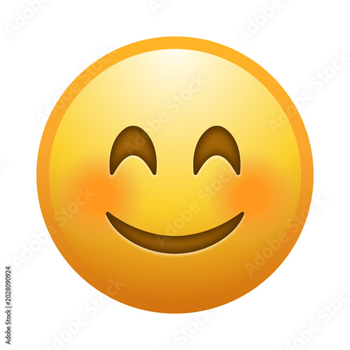 Smiling face with smiling eyes emoji illustration, transparent background.