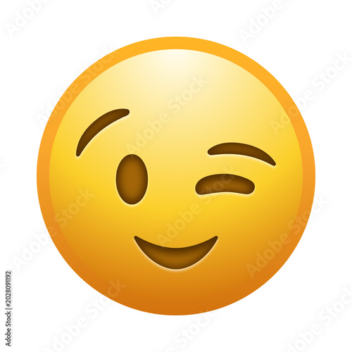 Fotografie Winking face emoji illustration, transparent background.