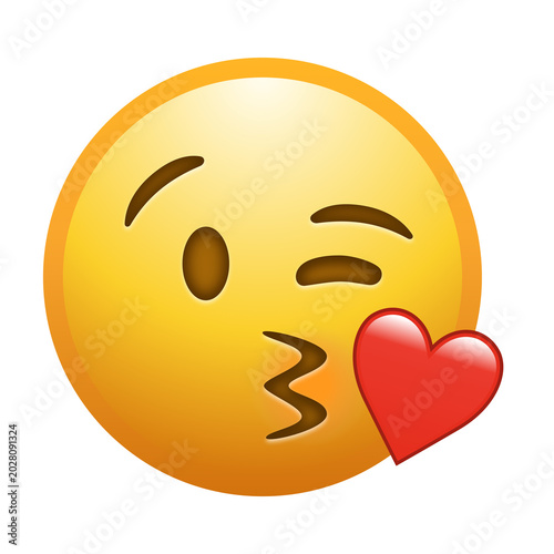 Bild auf Leinwand Face blowing a kiss emoji illustration, transparent background.
