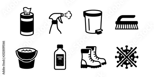 Obraz na płótnie Cleaning Supplies and Disinfection Tools for Hygiene and Sanitization