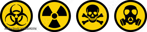 Foto Set hazard danger yellow vector signs