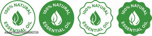 Photos Essential oil drop icon for beauty and skincare natural product certificate label