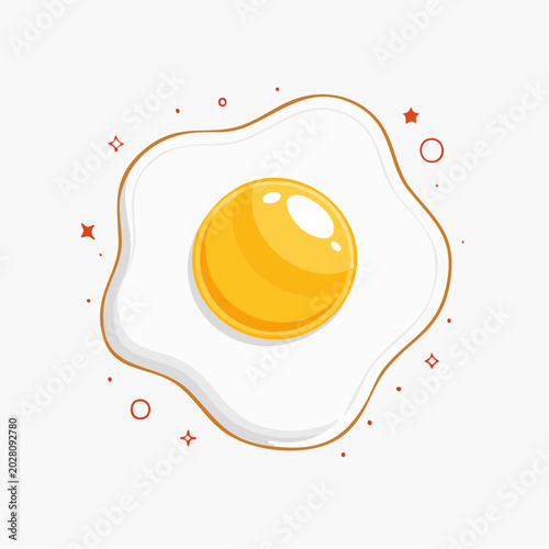 Cartoon Fried Egg Illustration