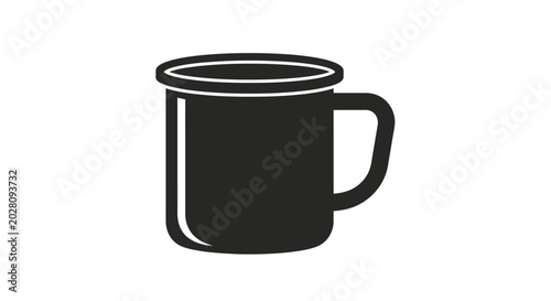 Black coffee cup with handle.