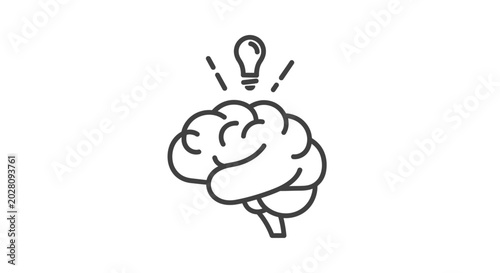 Cuadro en lienzo Brain with light bulb idea concept.