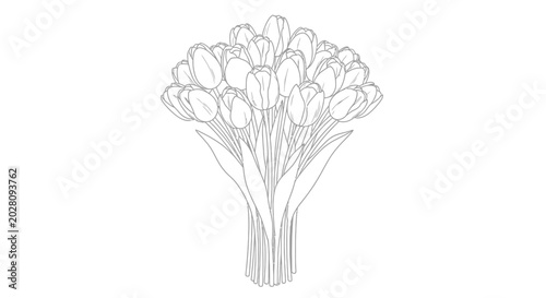 Obraz na płótnie Bouquet of flowers in vase drawing.