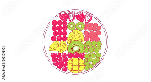 Bilde på lerret Colorful Fruit Slices on Plate.