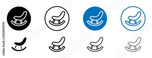 Photos Bouncy seat icons set in black and blue colors on white background