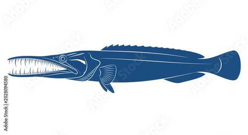 Foto Large Blue Sawfish Marine Animal Side View.