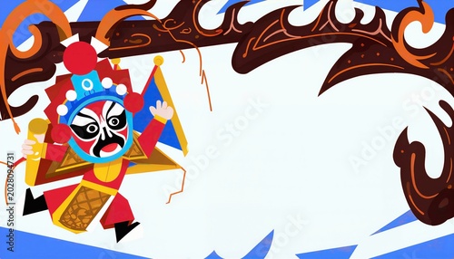 Cartoon Style Peking Opera Warrior Illustration