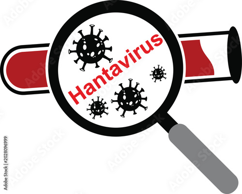 Fotografi Hantavirus in test tube under magnifying glass, infectious disease research, medical lab, virus detection, health science