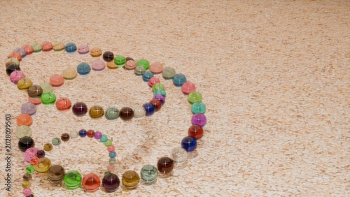 Perspective view 3D render of a luxury colorful gemstone bracelet on wavy desert sand, showcasing realistic glass refractions and shallow depth of field.