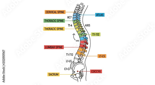 Bild auf Leinwand Human Spine Anatomy Diagram Illustration.