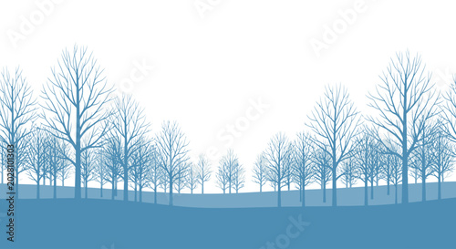 Schilderij op canvas Leafless Trees in Winter Landscape Scene.