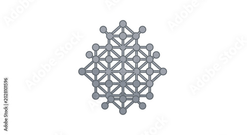 Vászonkép Grey molecular lattice structure icon on white background