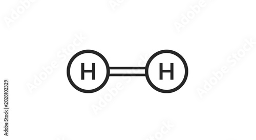 Bild auf Leinwand Hydrogen molecule chemical formula icon in minimalist black line art