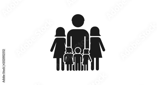 Bild auf Leinwand Large family silhouette icon with parents and multiple children
