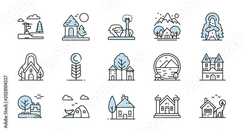 Fotografie Collection of various house icons.