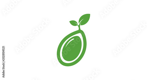 Fotografie Green sprouting avocado fruit icon.