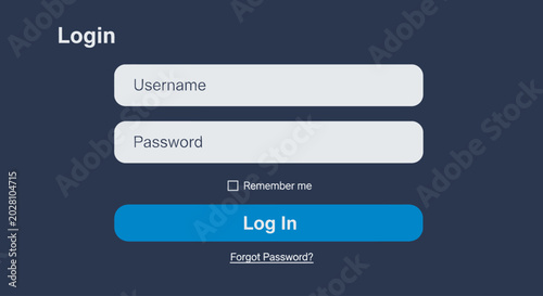 Принти на полотні Login Page Username and Password Fields.
